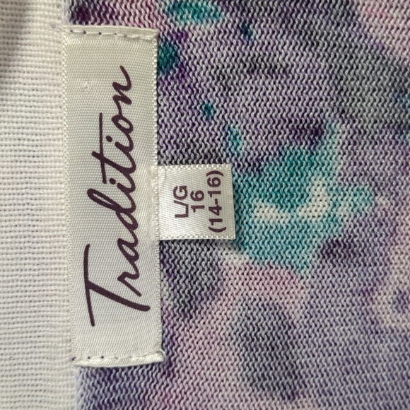 TRADITION* vintage long sleeve button front cardigan tie dye look purple teal L - Picture 13 of 15